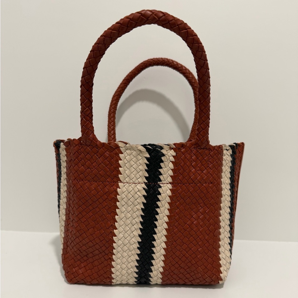 NEW Madewell The Handwoven Mini Tote leather in Dusty Redwood Multi NV808 $158 - Picture 7 of 11